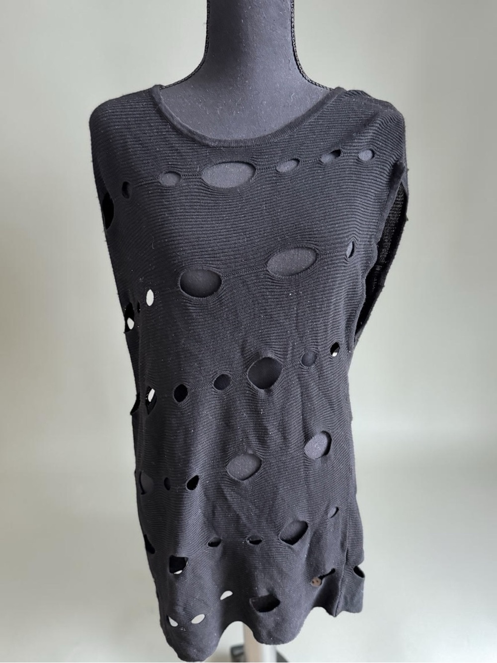 Kerisma Black Distressed Hole-Pattern Tank